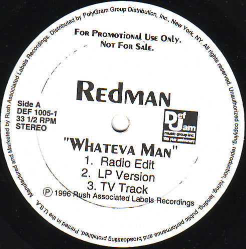 Redman : Whateva Man (12", Promo)