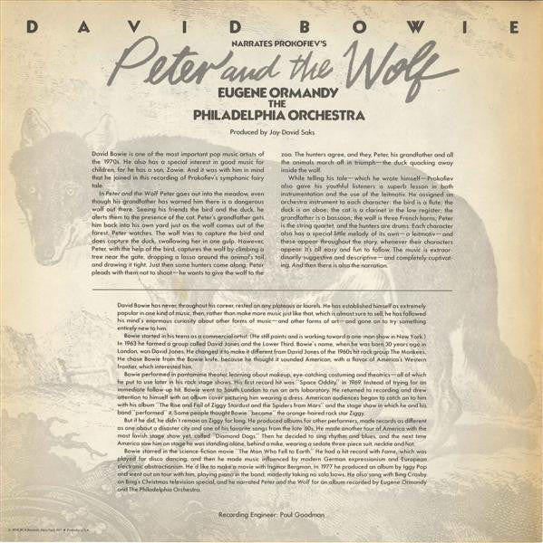 David Bowie Narrates Sergei Prokofiev / Eugene Ormandy & The Philadelphia Orchestra Perform Benjamin Britten : Peter And The Wolf / Young Person's Guide To The Orchestra (LP, Album, Ltd, Gre)