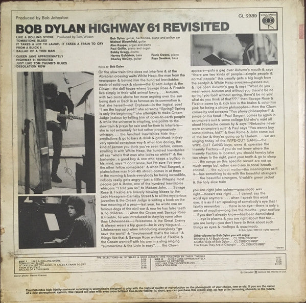Bob Dylan : Highway 61 Revisited (LP, Album, Mono)