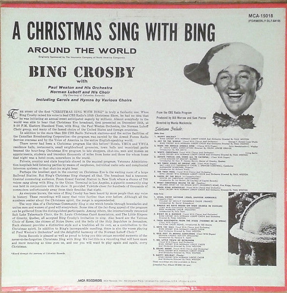 Bing Crosby : A Christmas Sing With Bing - Around The World (LP, Album, RE)