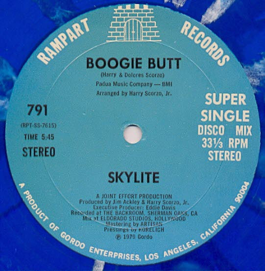 Skylite : Boogie Butt (12", Single, Blu)