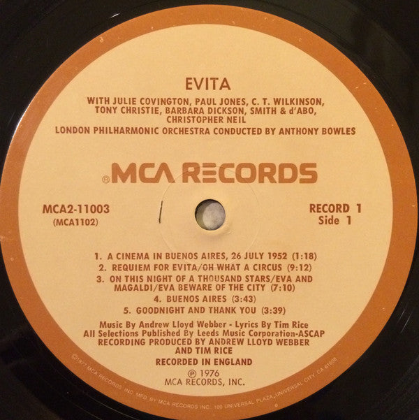 Andrew Lloyd Webber, Tim Rice : Evita (2xLP, Album, Pin)