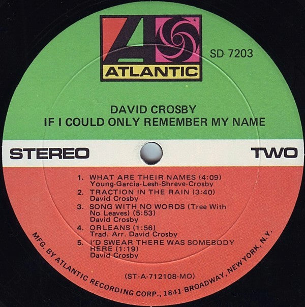 David Crosby : If I Could Only Remember My Name (LP, Album, MO )