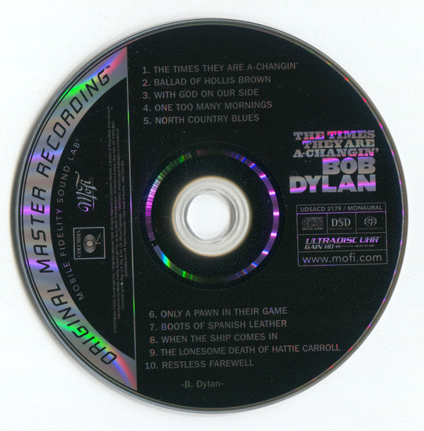Bob Dylan : The Times They Are A-Changin' (SACD, Hybrid, Album, Mono, Ltd, Num, RE)