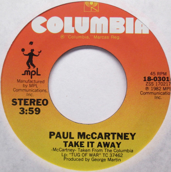 Paul McCartney : Take It Away (7", Single, Ter)