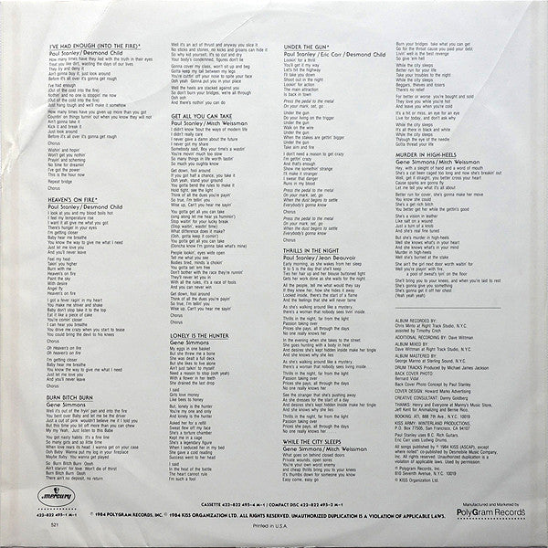 Kiss : Animalize (LP, Album, Club, RCA)