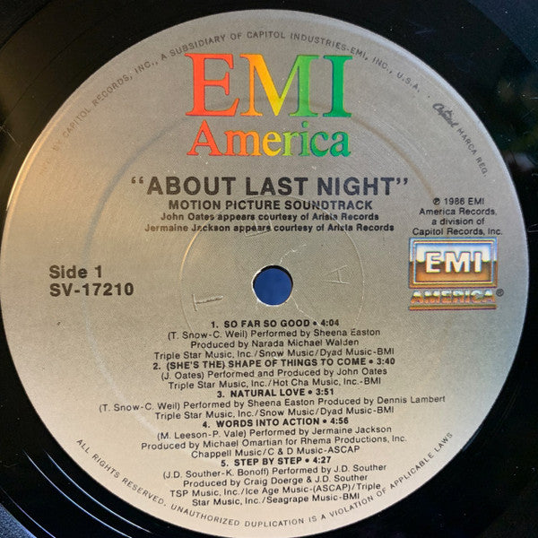 Various : "About Last Night..." (Music From The Motion Picture) (LP, Album, Spe)