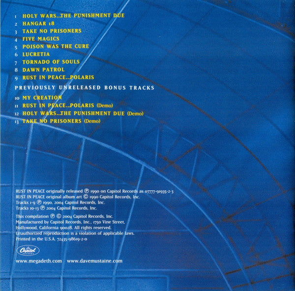 Megadeth : Rust In Peace (CD, Album, RE, RM)