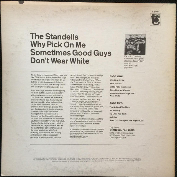 The Standells : Why Pick On Me - Sometimes Good Guys Don't Wear White (LP, Album, Mono, Los)