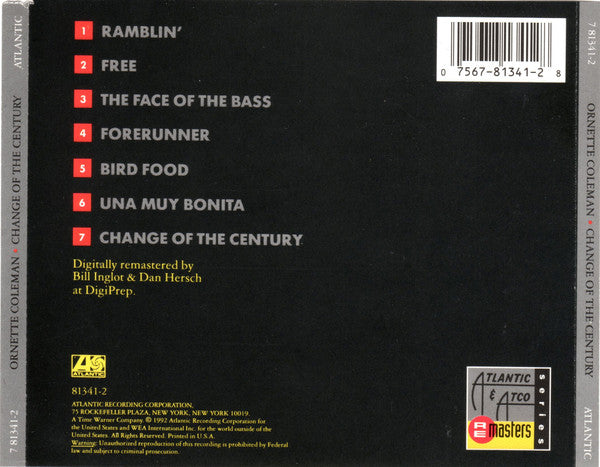 Ornette Coleman : Change Of The Century (CD, Album, RE, RM)