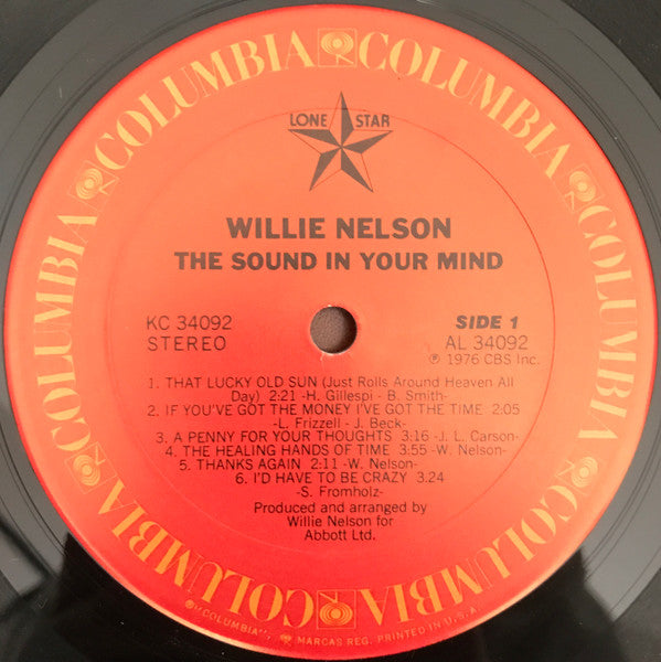 Willie Nelson : The Sound In Your Mind (LP, Album, San)