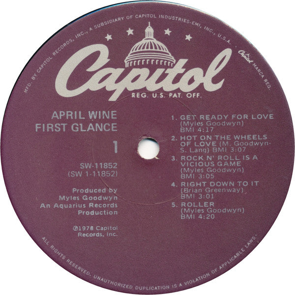 April Wine : First Glance (LP, Album, Jac)