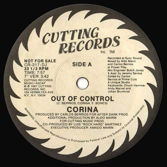 Corina : Out Of Control (12", Promo)