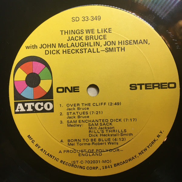 Jack Bruce With John McLaughlin, Dick Heckstall-Smith, Jon Hiseman : Things We Like (LP, MO )