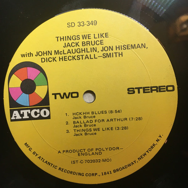 Jack Bruce With John McLaughlin, Dick Heckstall-Smith, Jon Hiseman : Things We Like (LP, MO )
