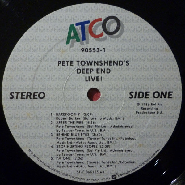 Pete Townshend's Deep End* : Live! (LP, Album, AR )