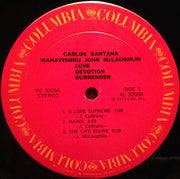 Carlos Santana & John McLaughlin : Love Devotion Surrender (LP, Album, Ter)