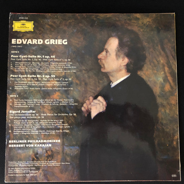 Edvard Grieg - Berliner Philharmoniker • Herbert von Karajan : Peer Gynt-Suiten 1 & 2 • Sigurd Jorsalfar (LP, RE)