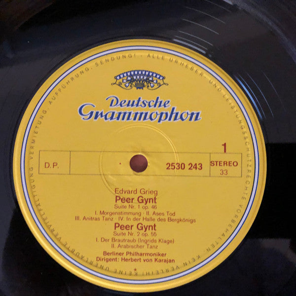 Edvard Grieg - Berliner Philharmoniker • Herbert von Karajan : Peer Gynt-Suiten 1 & 2 • Sigurd Jorsalfar (LP, RE)