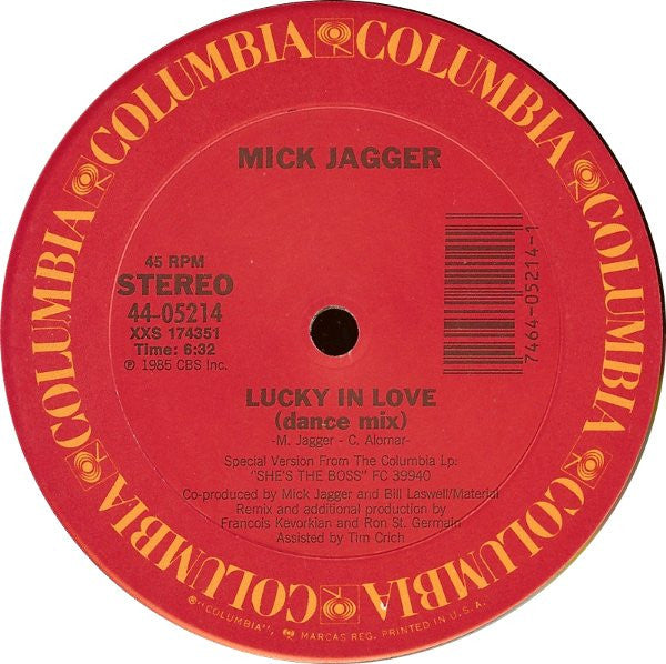 Mick Jagger : Lucky In Love (12", Single)