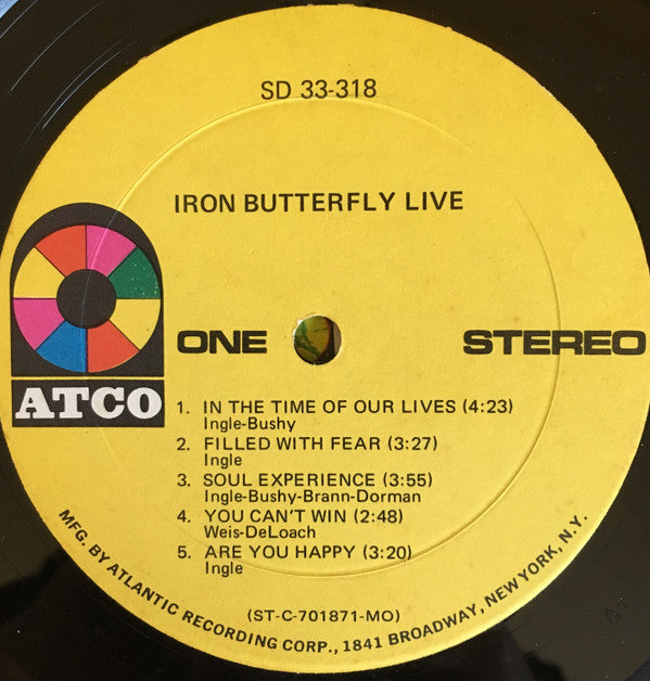 Iron Butterfly : Live (LP, Album, MO )