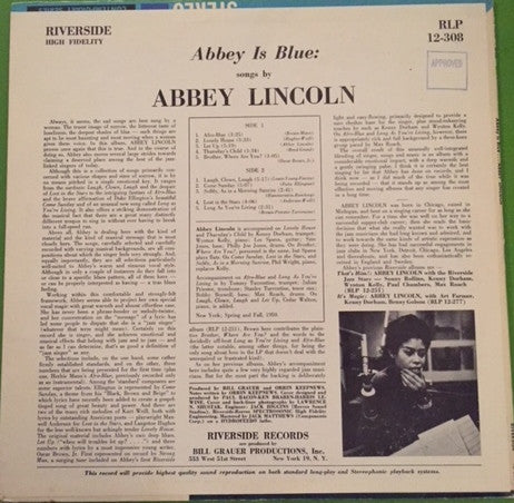 Abbey Lincoln : Abbey Is Blue (LP, Album, Mono)