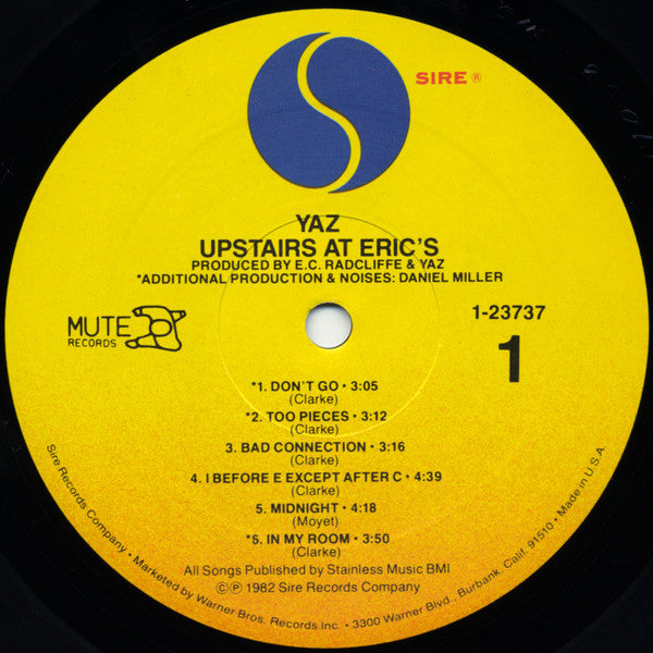 Yazoo : Upstairs At Eric's (LP, Album, All)