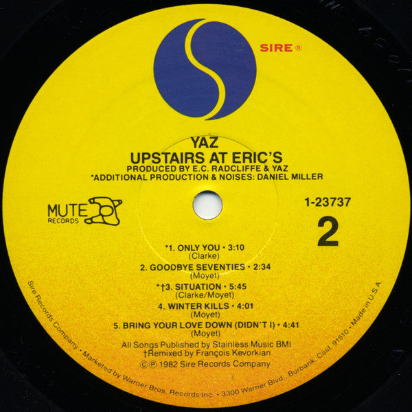 Yazoo : Upstairs At Eric's (LP, Album, All)