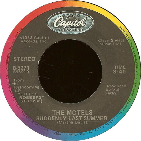 The Motels : Suddenly Last Summer / Some Things Never Change (7", Jac)