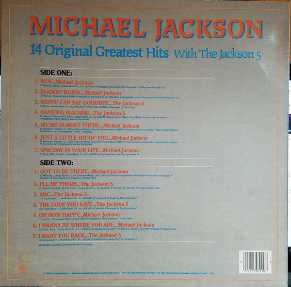 Michael Jackson : 14 Original Greatest Hits With The Jackson 5 (LP, Comp, Alt)