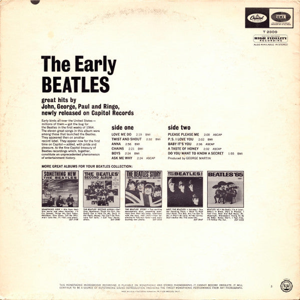 The Beatles : The Early Beatles (LP, Album, Comp, Mono, Scr)