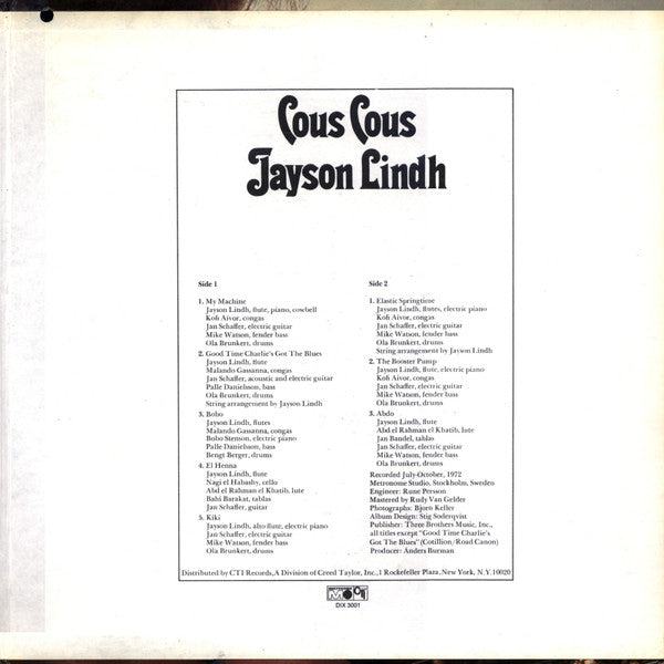 Björn J:Son Lindh : Cous Cous (LP, Album, Ter)