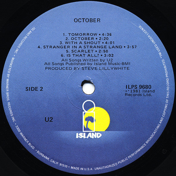 U2 : October (LP, Album, All)