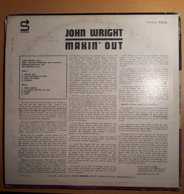 John Wright (6) : Makin' Out (LP, Album)