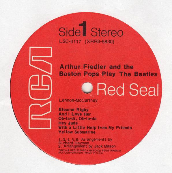 Arthur Fiedler And Boston Pops Orchestra : Play The Beatles (LP, Album, Ind)