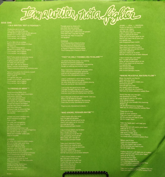 Gilbert O'Sullivan : I'm A Writer, Not A Fighter (LP, Album, Ter)