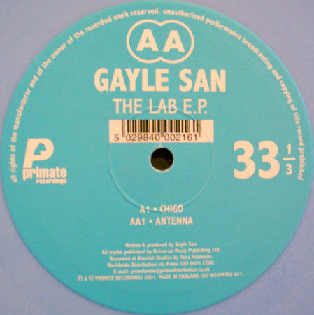 Gayle San : The Lab E.P. (10", EP, Blu)
