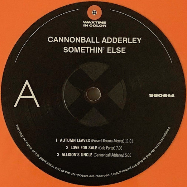 Cannonball Adderley, Miles Davis, Hank Jones, Sam Jones, Art Blakey : Somethin' Else (LP, Album, Ltd, RE, Ora)