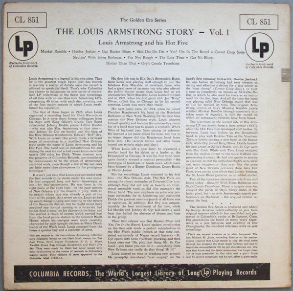 Louis Armstrong And His Hot Five* : The Louis Armstrong Story (Volume 1) (LP, Album, Comp, Mono, RE)