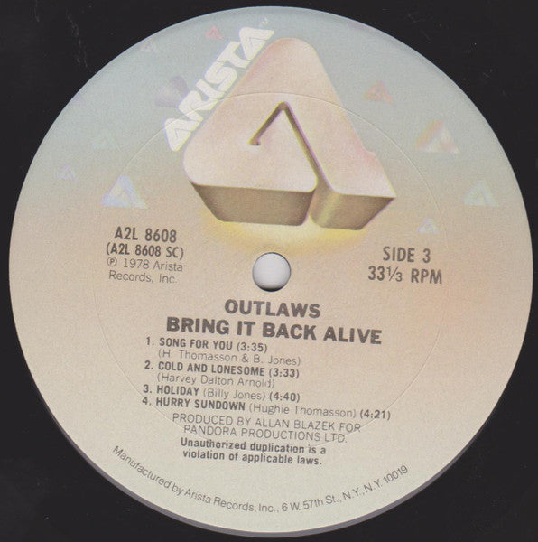 Outlaws : Bring It Back Alive (2xLP, Album, CTH)