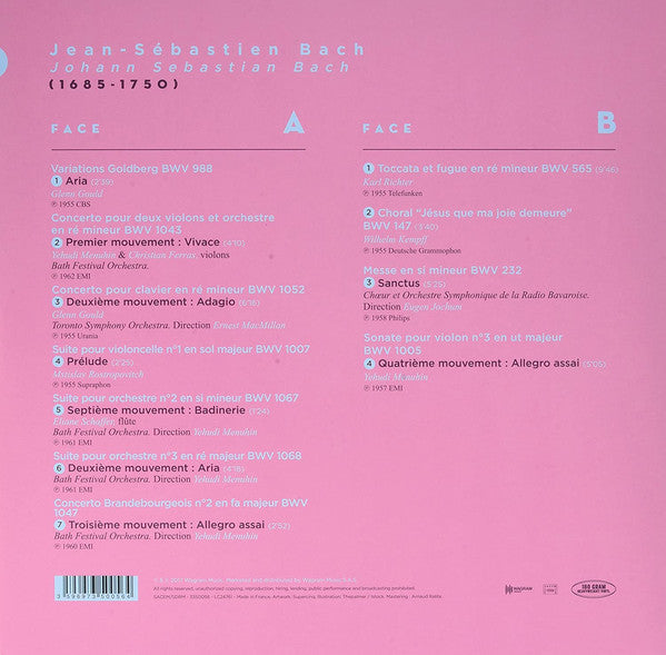 Jean Sebastien Bach* = Johann Sebastian Bach :  Les Chefs D'Œuvres De Jean Sebastien Bach = The Masterpieces Of Johann-Sebastian Bach (LP, Comp, 180)