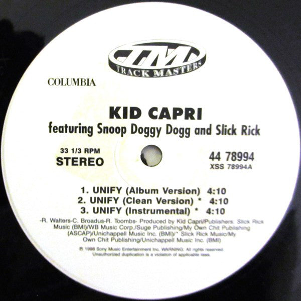 Kid Capri Featuring Snoop Doggy Dogg* & Slick Rick : Unify (12")