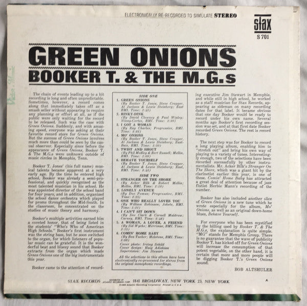 Booker T. & The M.G.s* : Green Onions (LP, Album, RE, Ter)