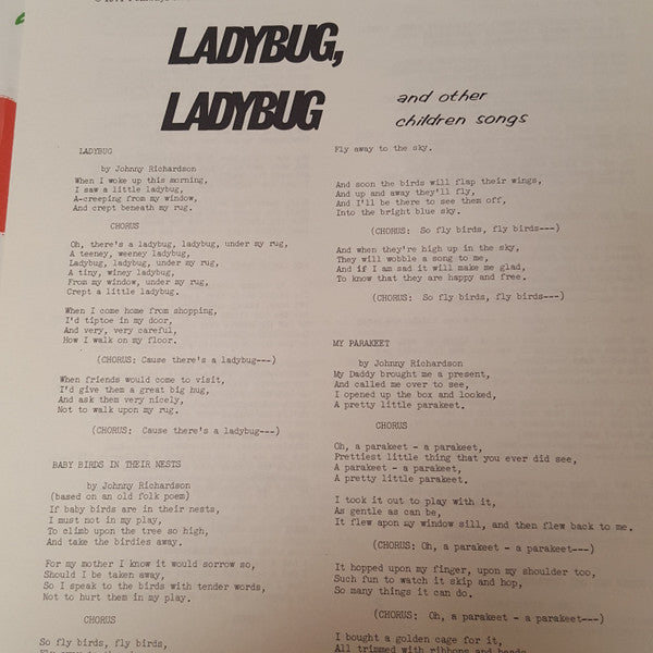 Johnny Richardson (2) : Ladybug, Ladybug And More Children's Songs (LP)