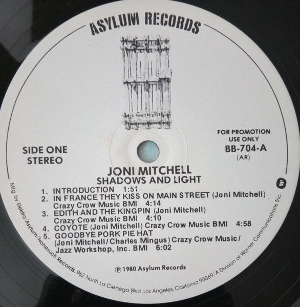 Joni Mitchell : Shadows And Light (2xLP, Album, Promo, All)