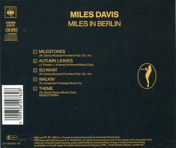 Miles Davis : Miles In Berlin (CD, Album, RE)