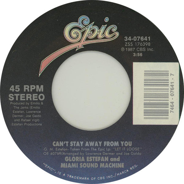 Miami Sound Machine : Can't Stay Away From You (7", Single, Styrene, Car)