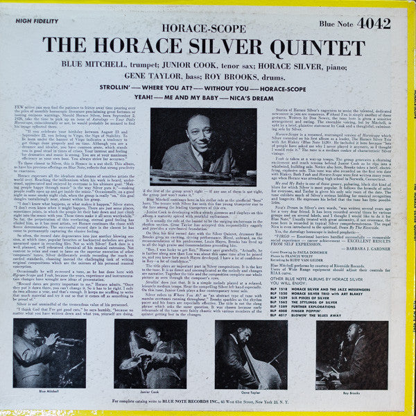 The Horace Silver Quintet : Horace-Scope (LP, Album, Mono, RP)
