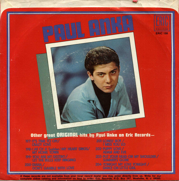 Paul Anka : (All Of A Sudden) My Heart Sings / My Home Town (7", RE)