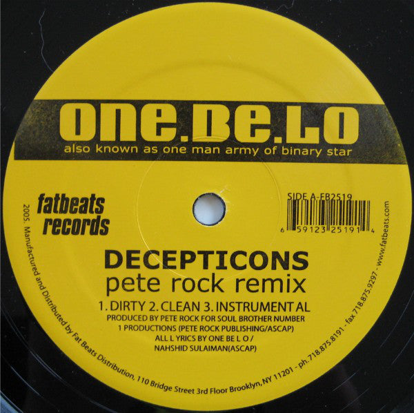 One Be Lo : Decepticons (Pete Rock Remix) (12")